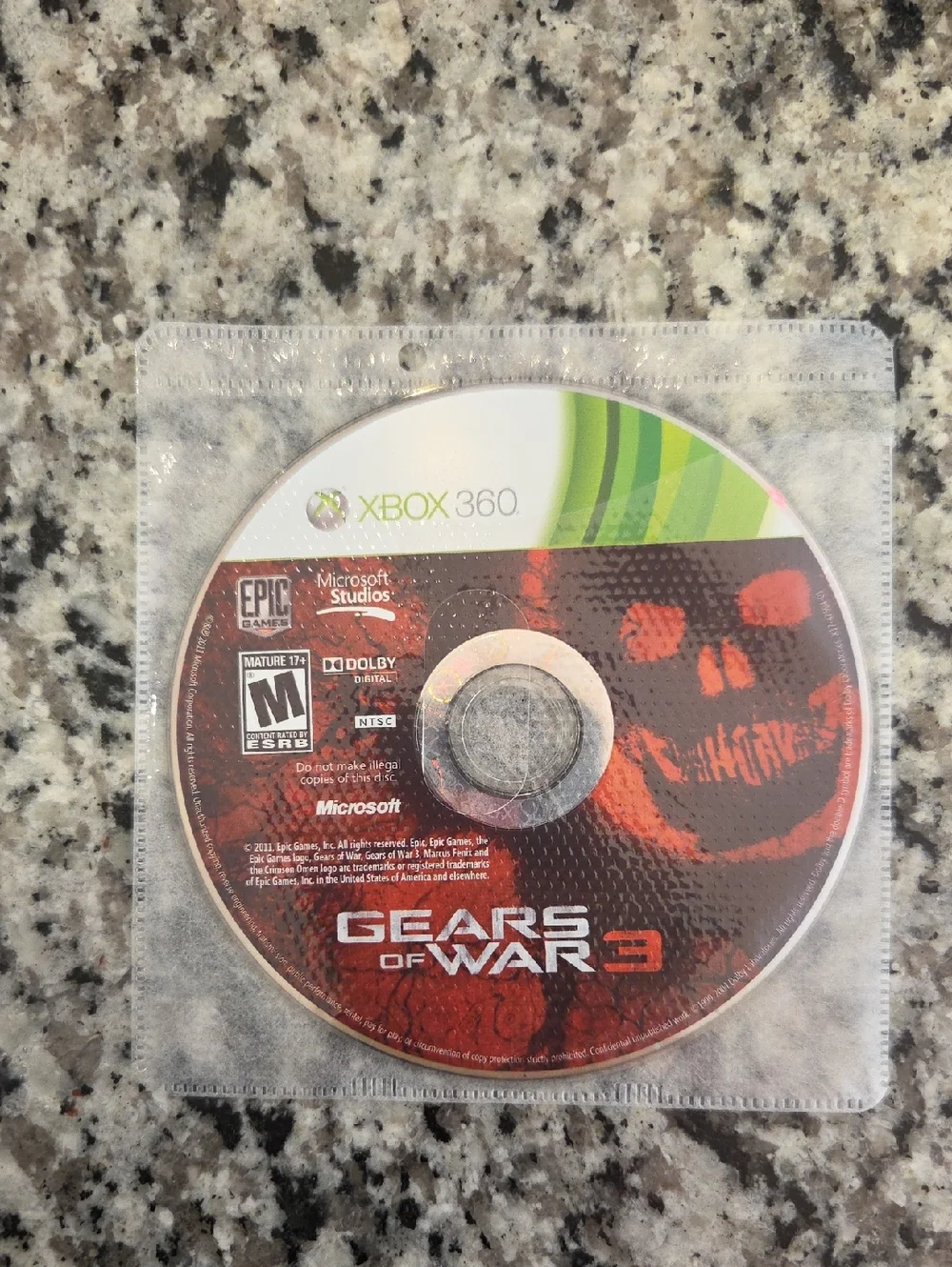 Gears of War 3 Xbox 360 Game Disc - NO CASE